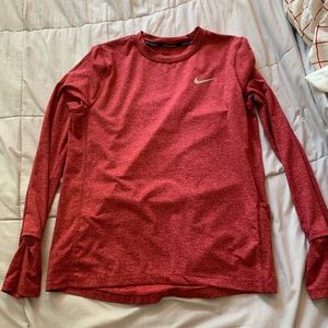 red nike running shirt